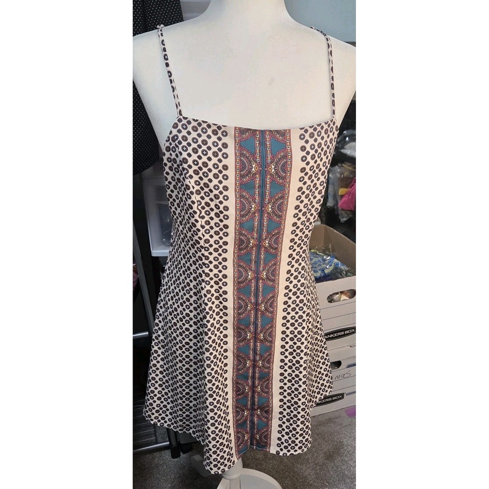 Urban Outfitters Sz M Mini Tunic Dress Adj Straps Slip Style Full Lined Burgundy